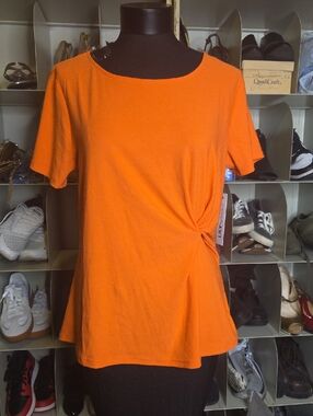 Lily Star Orange Side-Knot Short Sleeve Top